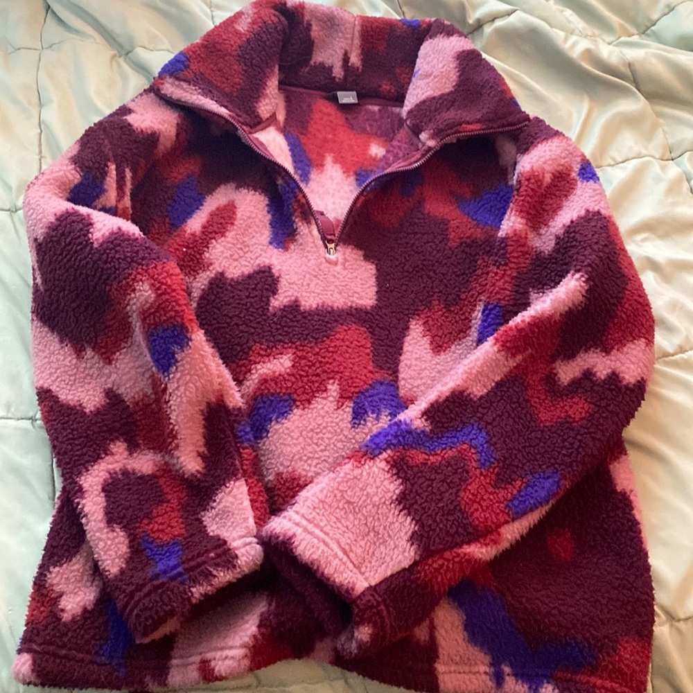 eddie Bauer quarter zip in pink maroon and indigo size large